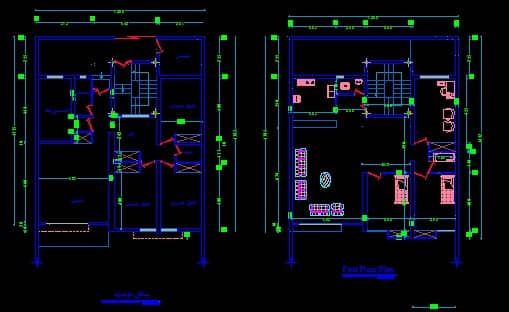 پلان ساختمان 6 طبقه در اتوکد AutoCAD